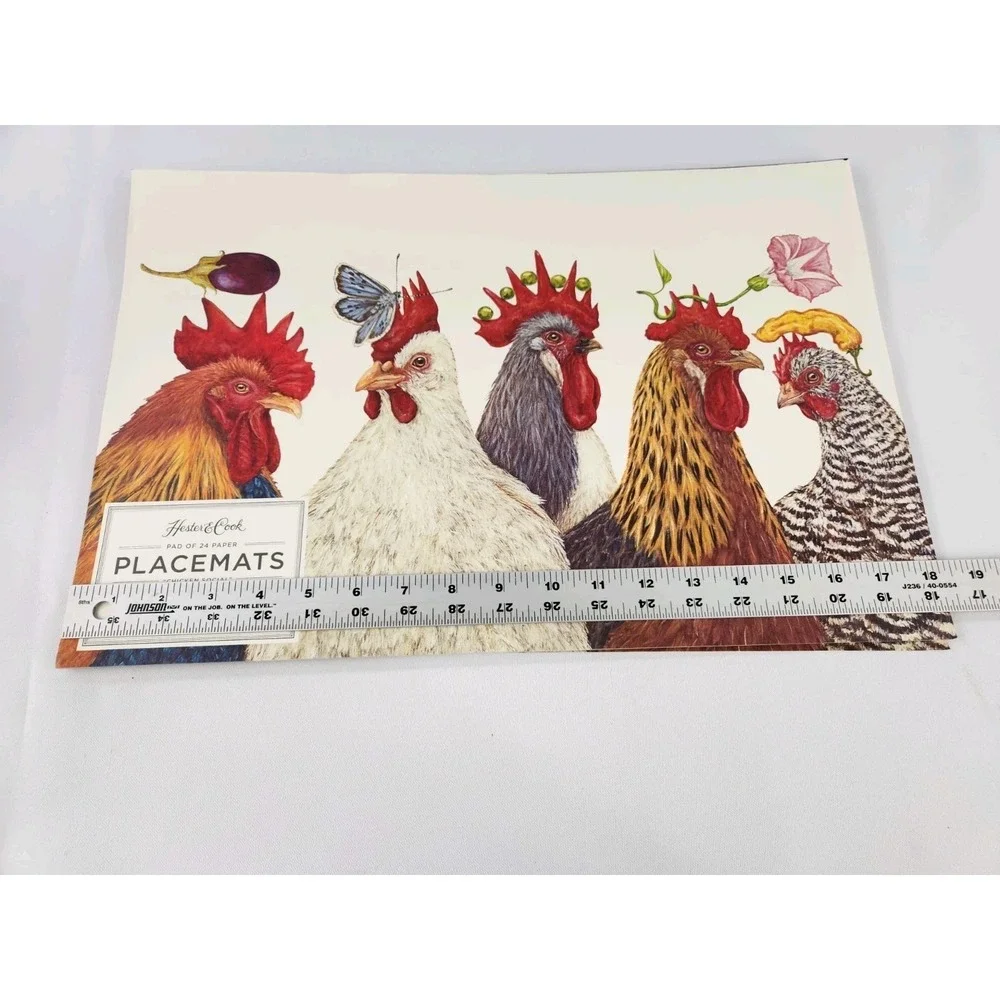 Hester Cook Chicken Social 24 Paper Placemats Farm House Hens‎ Art Food 18